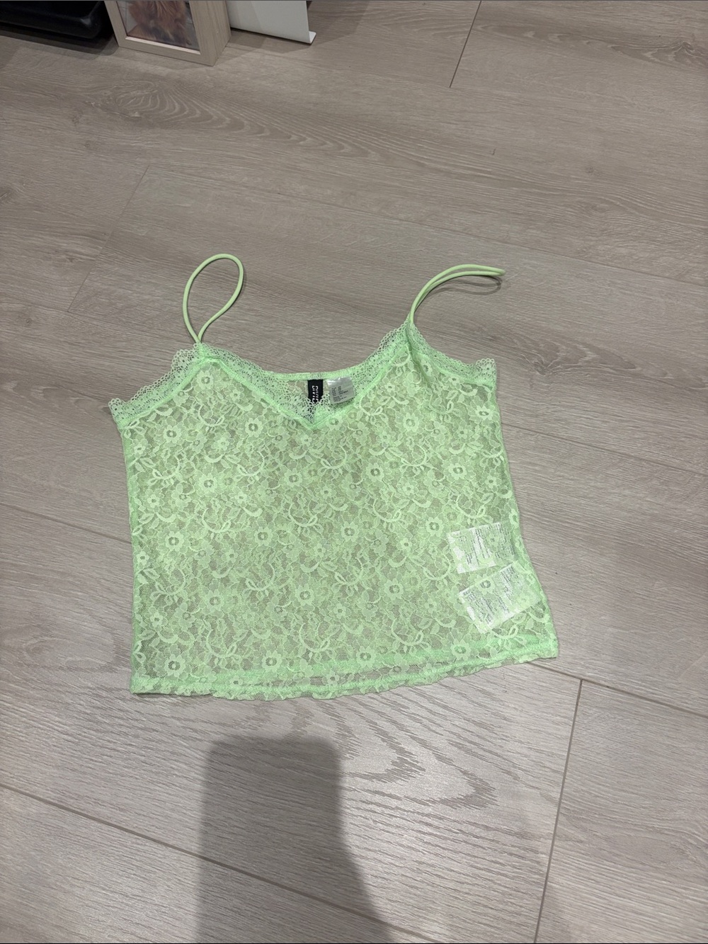 H&M Neon Lace Spaghetti-Strap Cami - Lime